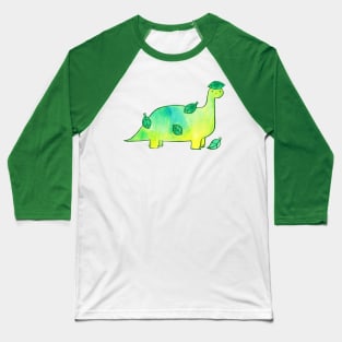 Leaf Dinosaur Watercolor Baseball T-Shirt